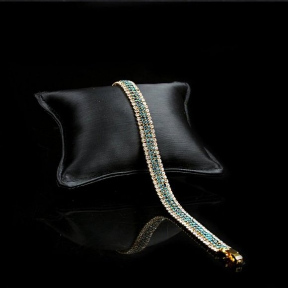 ❤️ NEW Blue & Clear Rhinestone 4 Strand Bracelet - Picture 1 of 6